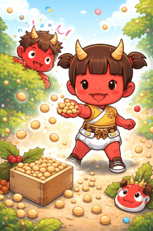 ドジ鬼に、まめ！